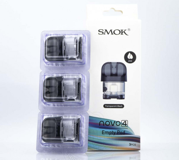 Порожній картридж Smok Novo 4 Empty Pod 2ml Transparent Black для багаторазової системи Novo 4 Pod Kit