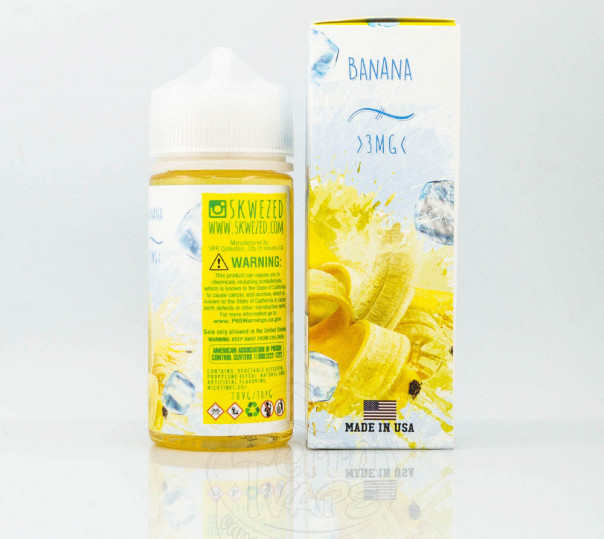 Жидкость Skwezed Organic Banana Ice 100ml 3mg на органическом никотине со вкусом банана с холодком