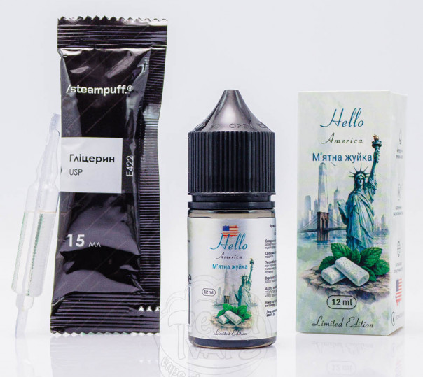 Жидкость Hello World Salt Mint Gum 30ml 50mg со вкусом мятной жвачки (набор компонентов)