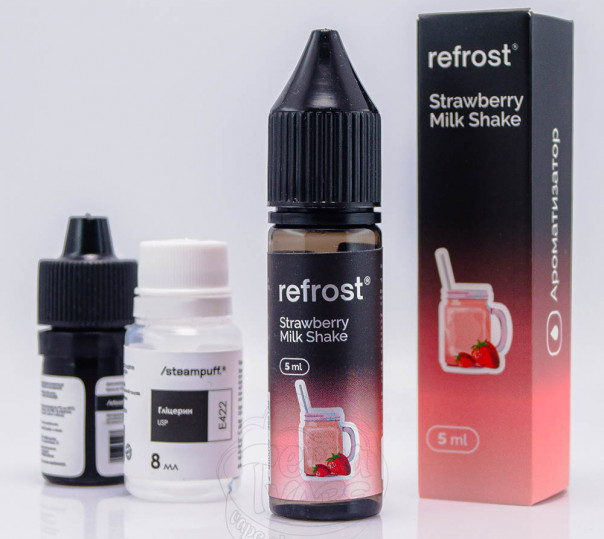 Жидкость Refrost Salt Strawberry Milk Shake 15ml 50mg со вкусом клубничного милкшейка (набор компонентов)