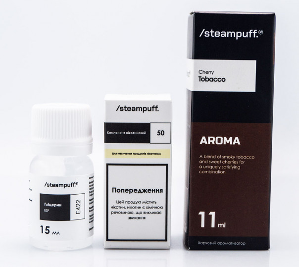 Рідина Steampuff Salt Cherry Tobacco 30ml 50mg зі смаком тютюну з вишнею (набір компонентів)