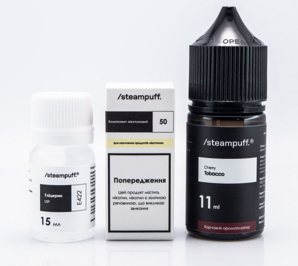Рідина Steampuff Salt Cherry Tobacco 30ml 50mg зі смаком тютюну з вишнею (набір компонентів)