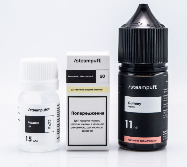 Рідина Steampuff Salt Gummy Worms 30ml 50mg зі смаком желейних черв'яків (набір компонентів)