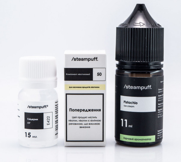 Рідина Steampuff Salt Pistachio Ice Cream 30ml 50mg зі смаком фісташкового морозива (набір компонентів)