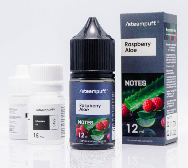 Рідина Steampuff Notes Salt Raspberry Aloe 30ml 50mg зі смаком алое ти малини (набір компонентів)