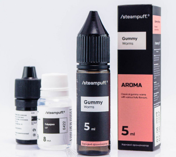 Рідина Steampuff Salt Gummy Worms 15ml 50mg зі смаком желейних черв'яків (набір компонентів)