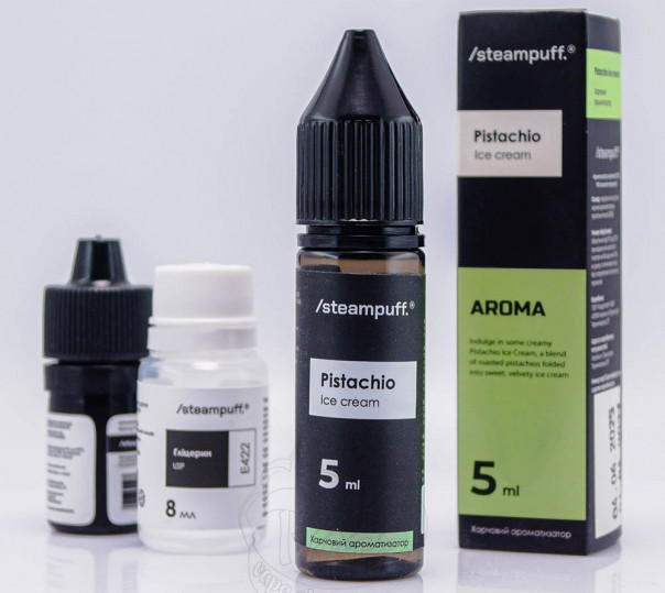 Рідина Steampuff Salt Pistachio Ice Cream 15ml 50mg зі смаком фісташкового морозива (набір компонентів)