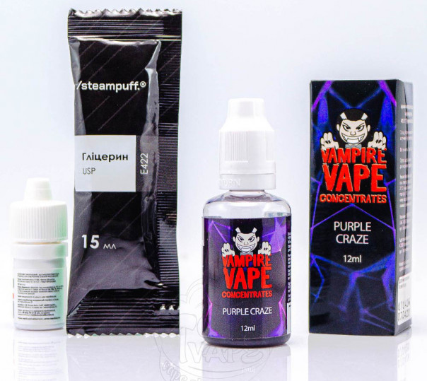 Рідина Vampire Vape Salt Purple Craze 30ml 0mg зі смаком винограду, чорної смородини і ментолу (набір компонентів)