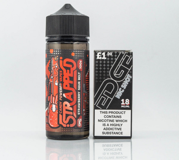 Рідина Strapped Organic Strawberry Sour Belt 120ml 3mg на органічному нікотині зі смаком полуничної цукерки