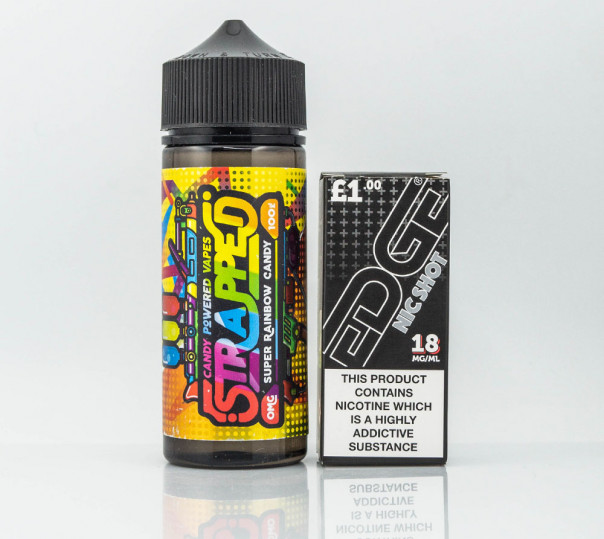 Рідина Strapped Organic Super Rainbow Candy 100ml 0mg без нікотину зі смаком фруктових цукерок
