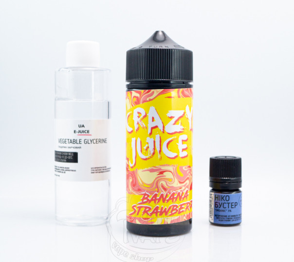 Рідина Crazy Juice Organic Banana Strawberry 120ml 6mg зі смаком банана та полуниці (набір компонентів)