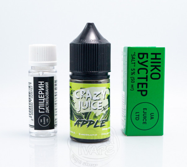 Рідина Crazy Juice Salt Apple 30ml 65mg зі смаком яблука (набір компонентів)
