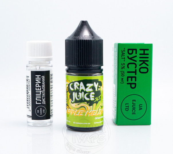 Рідина Crazy Juice Salt Apple Melon 30ml 65mg зі смаком яблука з динею (набір компонентів)