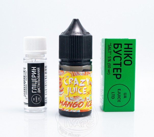 Рідина Crazy Juice Salt Mango Ice 30ml 50mg зі смаком манго з холодком (набір компонентів)