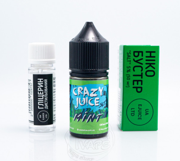 Рідина Crazy Juice Salt Mint 30ml 50mg зі смаком м'яти (набір компонентів)
