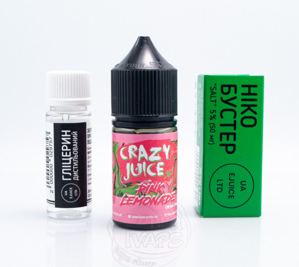 Рідина Crazy Juice Salt Pink Lemonade 30ml 65mg зі смаком рожевого лимонаду (набір компонентів)