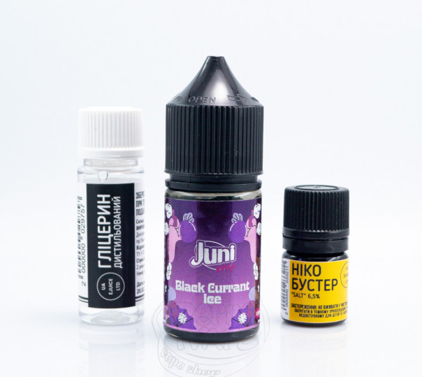 Рідина Juni Mix Salt Black Currant Ice 30ml 65mg зі смаком чорної смородини з холодком (набір компонентів)