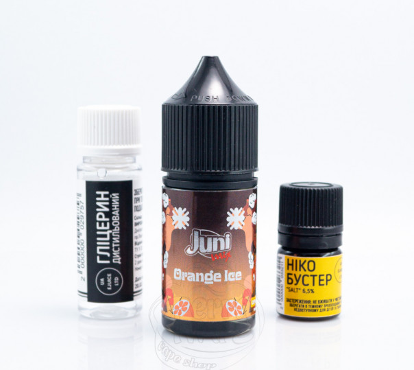 Рідина Juni Mix Salt Orange Ice 30ml 50mg зі смаком апельсину з холодком (набір компонентів)