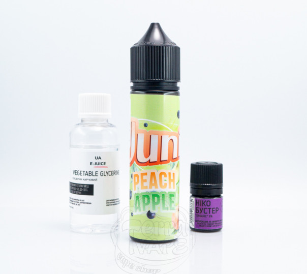 Рідина Juni Organic Peach Apple 60ml 3mg зі смаком персика і яблука (набір компонентів)