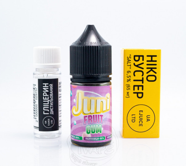 Рідина Juni Salt Fruit Gum 30ml 65mg зі смаком фруктової жуйки (набір компонентів)