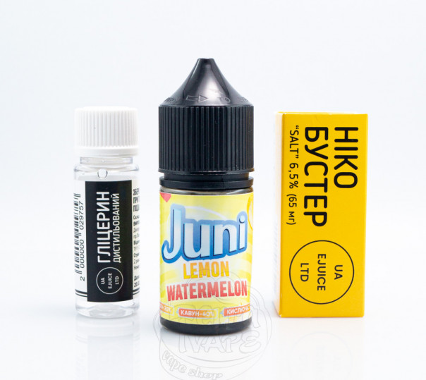 Жидкость Juni Salt Watermelon Lemon 30ml 50mg со вкусом арбуза и лимона (набор компонентов)