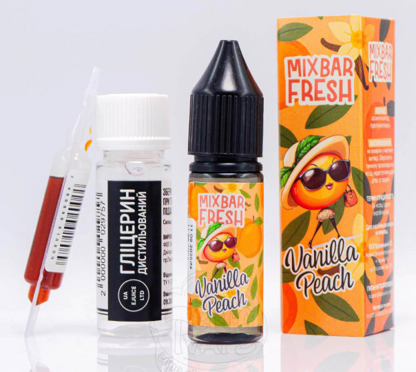 Рідина Mix Bar Fresh Salt Vanilla Peach 15ml 50mg зі смаком персику та ванілі (набір компонентів)