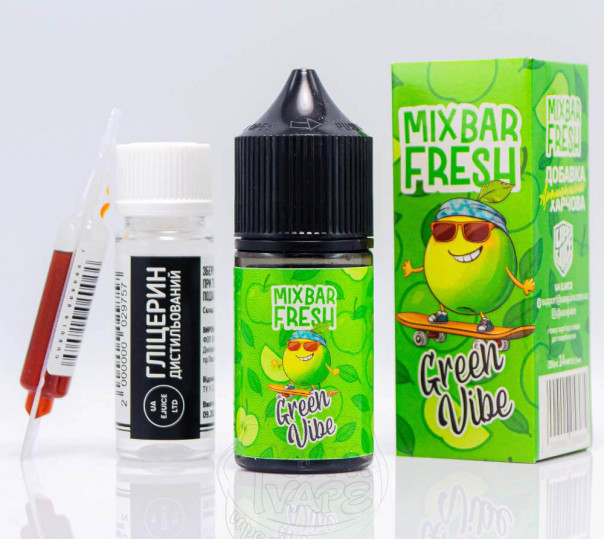 Жидкость Mix Bar Fresh Salt Green Vibe 30ml 50mg со вкусом яблока, винограда и базилика (набор компонентов)