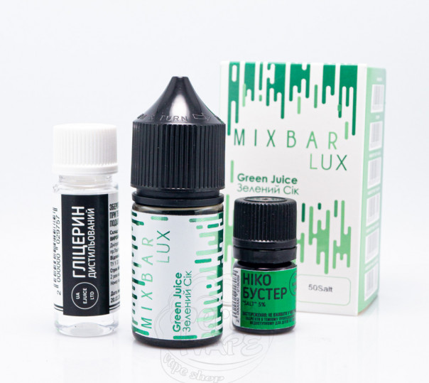 Рідина Mix Bar Lux Salt Green Juice 30ml 50mg зі смаком кактуса та яблука (набір компонентів) Рідина Mix Bar Lux Salt Green Juice 30ml 50mg зі смаком кактуса та яблука (набір компонентів)