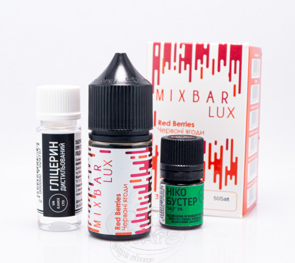 Рідина Mix Bar Lux Salt Red Berries 30ml 50mg зі смаком ягідного абсенту (набір компонентів) Рідина Mix Bar Lux Salt Red Berries 30ml 50mg зі смаком ягідного абсенту (набір компонентів)