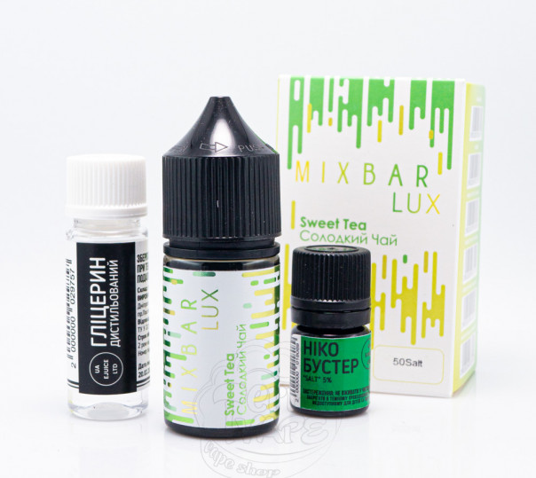 Рідина Mix Bar Lux Salt Sweet Tea 30ml 50mg зі смаком лимонного чаю (набір компонентів) Рідина Mix Bar Lux Salt Sweet Tea 30ml 50mg зі смаком лимонного чаю (набір компонентів)