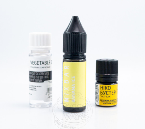 Рідина Mix Bar Salt Banana ICE 15ml 65mg зі смаком банана з холодком (набір компонентів)