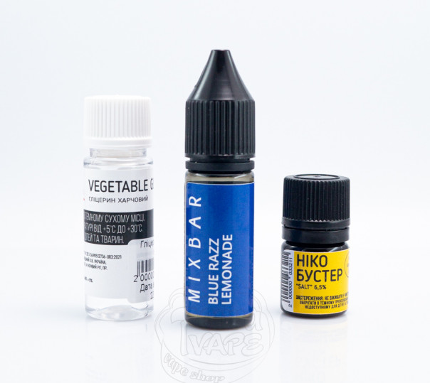 Рідина Mix Bar Salt Blue Razz Lemonade 15ml 65mg зі смаком лимонаду з синьою малиною (набір компонентів)