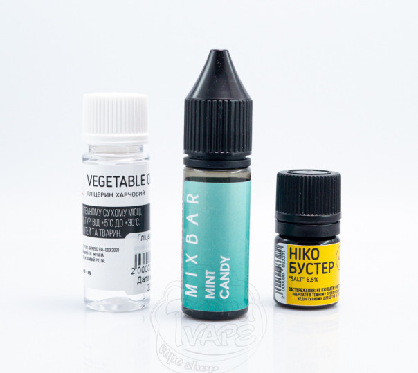 Рідина Mix Bar Salt Mint Candy 15ml 65mg зі смаком м'ятної цукерки (набір компонентів)