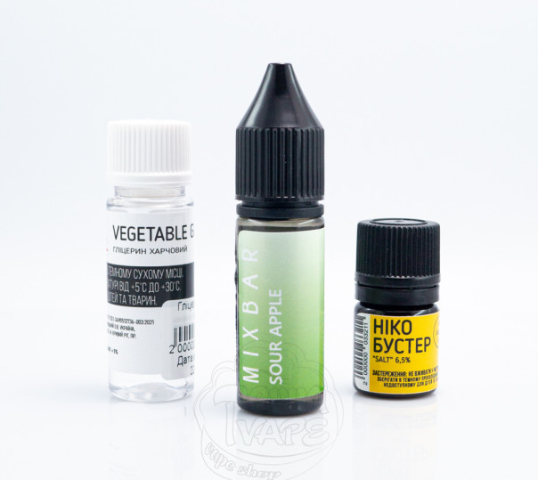 Рідина Mix Bar Salt Sour Apple 15ml 50mg зі смаком кислого яблука (набір компонентів)