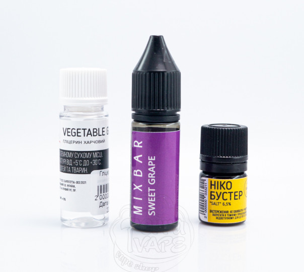 Рідина Mix Bar Salt Sweet Grape 15ml 50mg зі смаком солодкого винограду (набір компонентів)