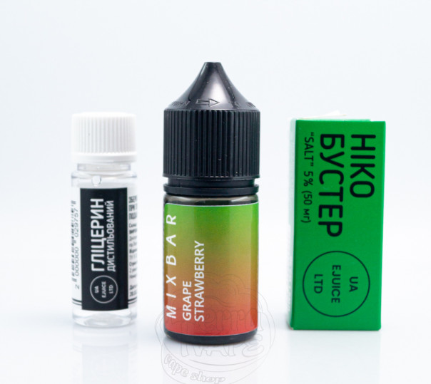 Рідина Mix Bar Salt Grape Strawberry 30ml 50mg зі смаком винограду з полуницею (набір компонентів)