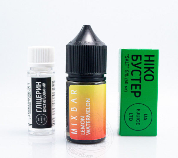 Рідина Mix Bar Salt Lemon Watermelon 30ml 50mg зі смаком лимона і кавуна (набір компонентів)