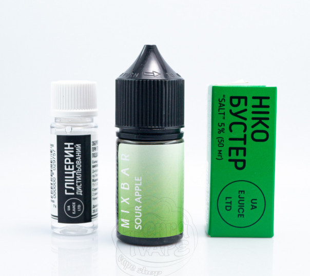 Рідина Mix Bar Salt Sour Apple 30ml 50mg зі смаком кислого яблука (набір компонентів)