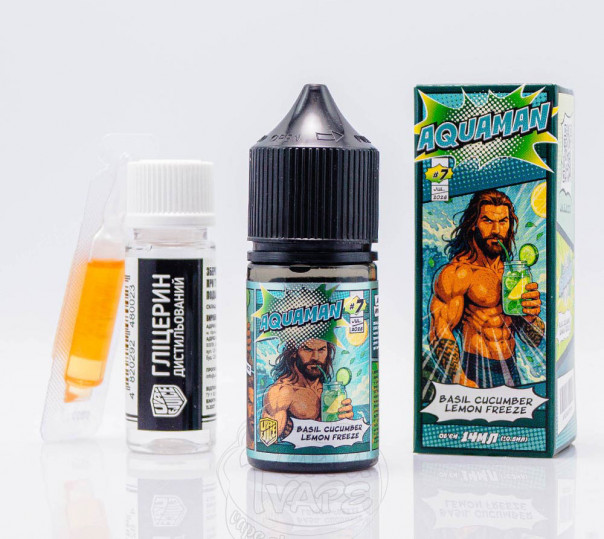 Рідина UA E-Juice Super Heroes Salt Basil Cucumber Lemon Freeze 30ml 50mg зі смаком лимонаду з алое та базиліком (набір компонентів)