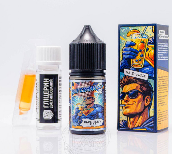 Рідина UA E-Juice Super Heroes Salt Blue Peach Fizz 30ml 50mg зі смаком персику та ягід (набір компонентів)