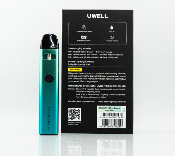 Uwell Caliburn A2 Pod Kit 520mAh Многоразовая POD система Uwell Caliburn A2 Pod Kit 520mAh Многоразовая POD система