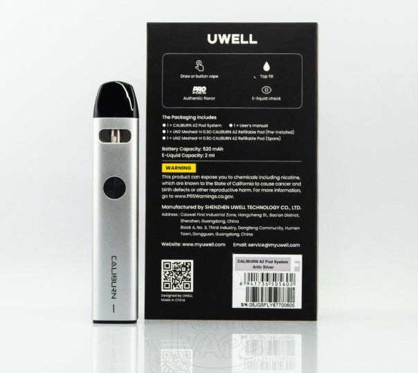 Uwell Caliburn A2 Pod Kit 520mAh Многоразовая POD система Uwell Caliburn A2 Pod Kit 520mAh Многоразовая POD система
