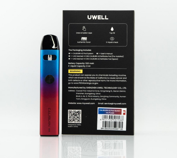 Uwell Caliburn A2 Pod Kit 520mAh Многоразовая POD система Uwell Caliburn A2 Pod Kit 520mAh Многоразовая POD система