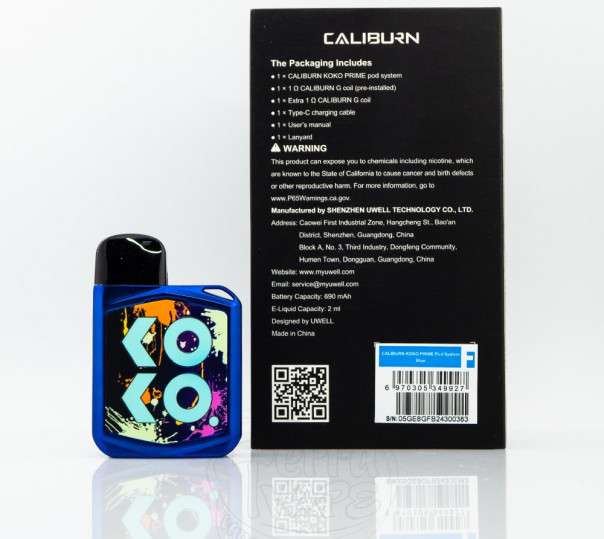 Uwell Caliburn Koko Prime Kit 690mAh Багаторазова POD система Uwell Caliburn Koko Prime Kit 690mAh Багаторазова POD система