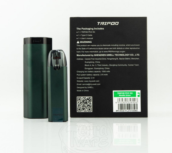 Uwell Tripod PCC Pod Kit 370mAh+1000mAh Многоразовая POD система