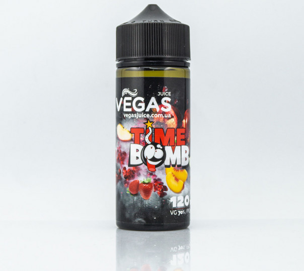 Жидкость Vegas Max Organic Time Bomb 100ml 0mg без никотина со вкусом персика, клубники и яблока