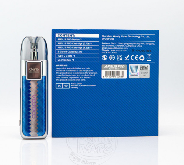 VooPoo Argus Pod Kit 20W 800mAh Багаторазова POD система VooPoo Argus Pod Kit 20W 800mAh Багаторазова POD система