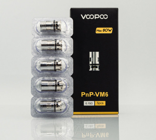 Испаритель VooPoo PnP Coil VM6 0.15 ОмОм для Drag H80S/S/X, Argus Pro/X/GT, Vinci X/X2, Uforce-L Tank и др