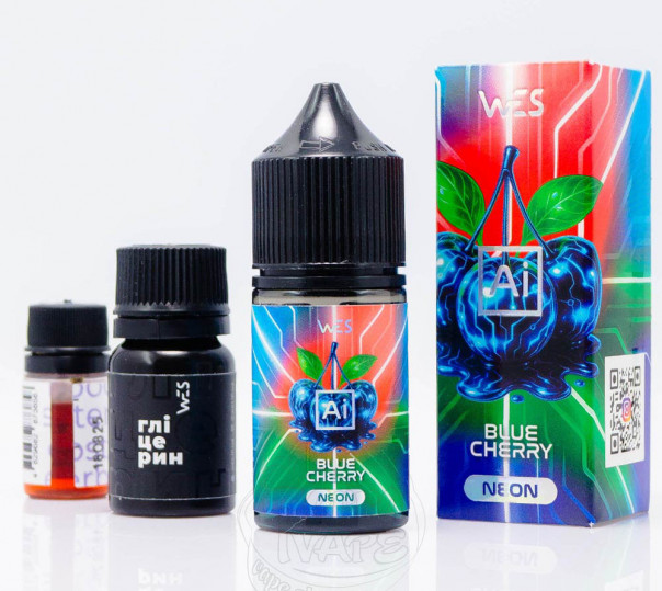 Жидкость WES AI Neon Salt Blue Cherry 30ml 65mg со вкусом синей вишни (набор компонентов)