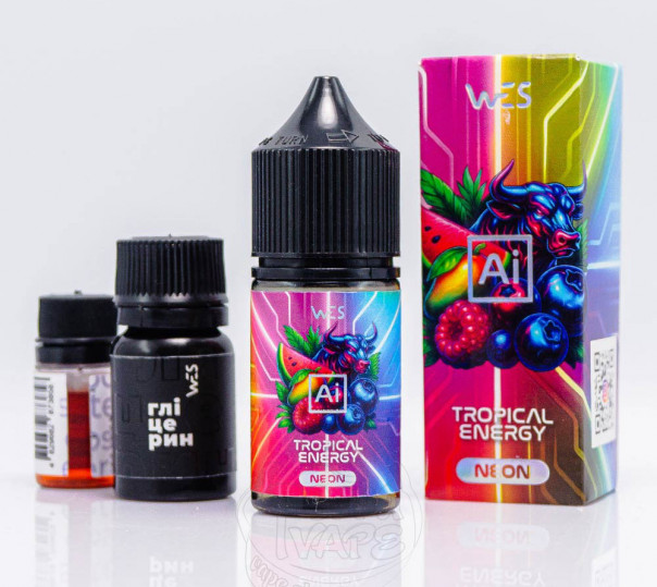Рідина WES AI Neon Salt Tropical Energy 30ml 65mg зі смаком енергетику і тропічних фруктів (набір компонентів)